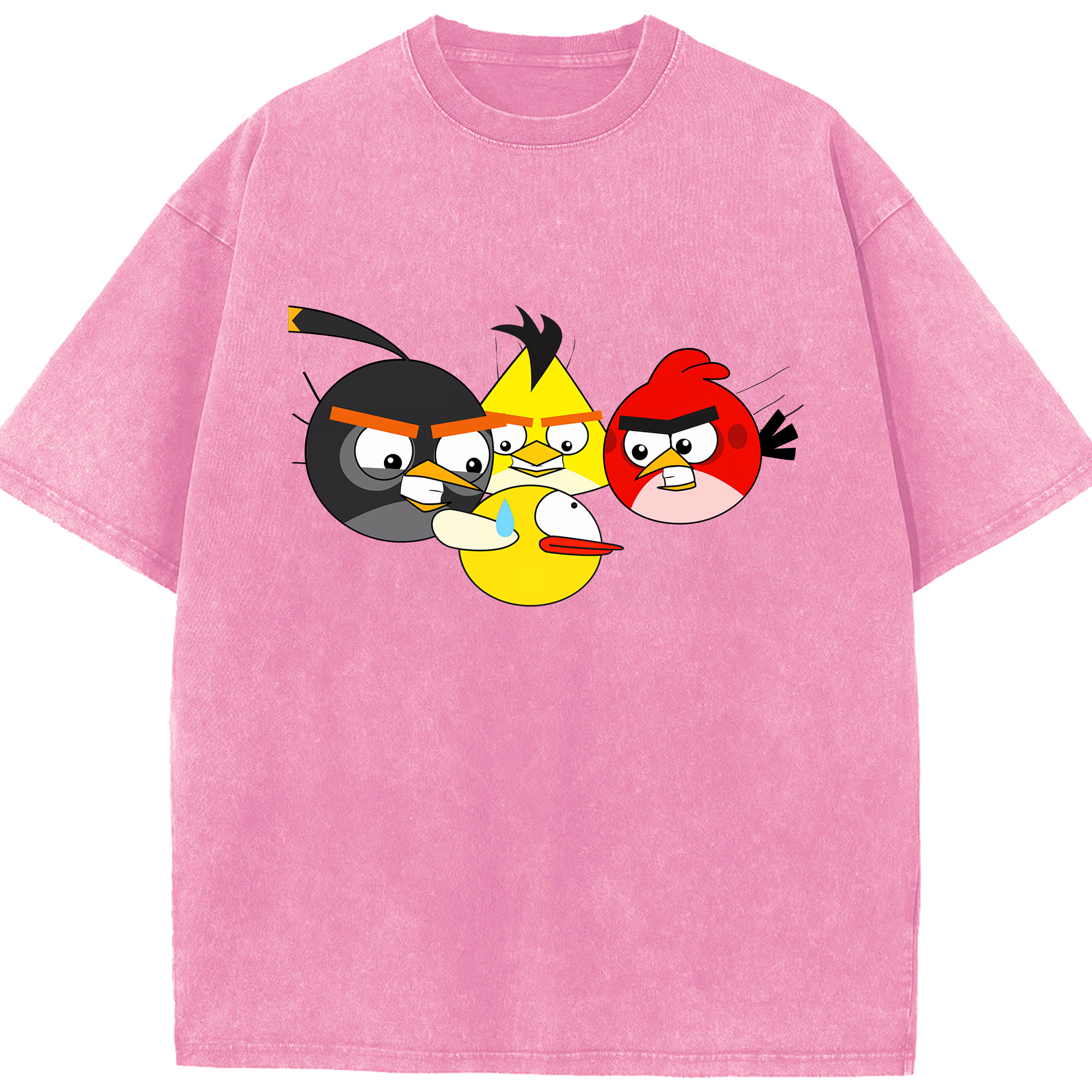 （画像用） Angry Birds アングリーバード 綿100% ヴィンテージ風 半袖Tシャツ（フロントプリント）